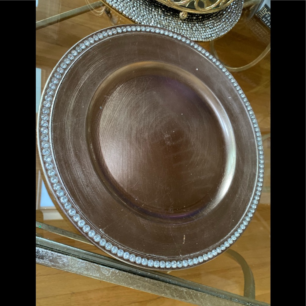 Rose Gold Faux Diamond accent Charger plates- 1 DZ
